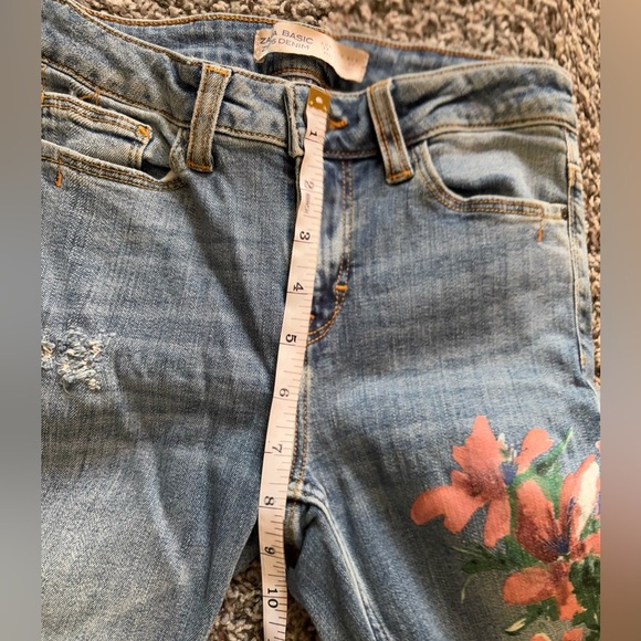 Zara Blue Skinny Jeans with Floral Design - Picture 6 of 8